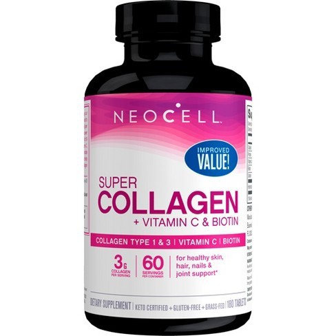 NeoCell Kolagenas + Vitaminas C ir Biotinas - 180 tablečių