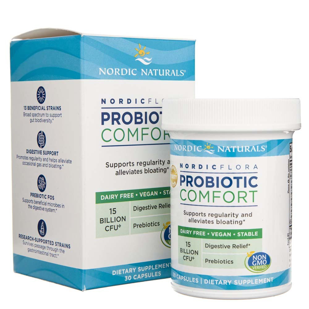 Nordic Naturals Nordic Flora Probiotic Comfort, 15 mlrd. vienetų - 30 kapsulių