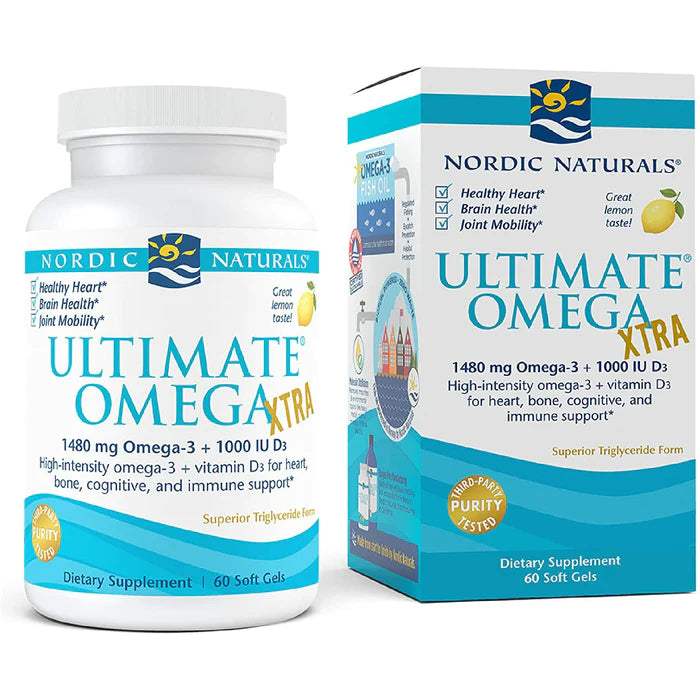 Nordic Naturals Ultimate Omega Xtra + D3 lemon - 60 kapsulių