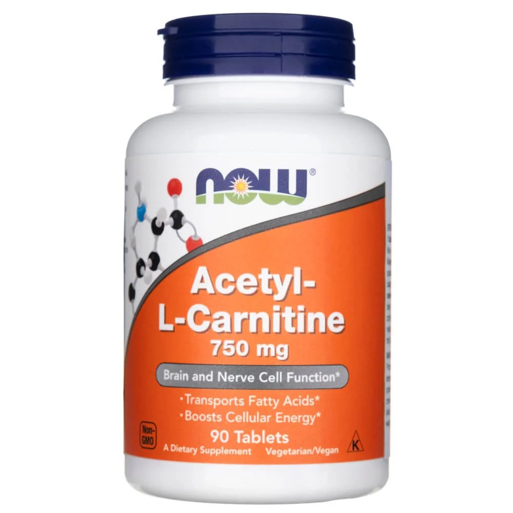 NOW Acetil-L-karnitinas 750 mg, 90 tablečių