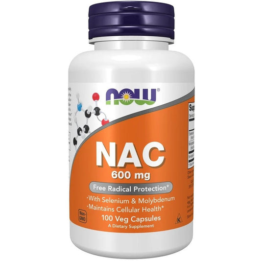 NOW NAC N-acetilcisteinas 600 mg, 100 kapsulių