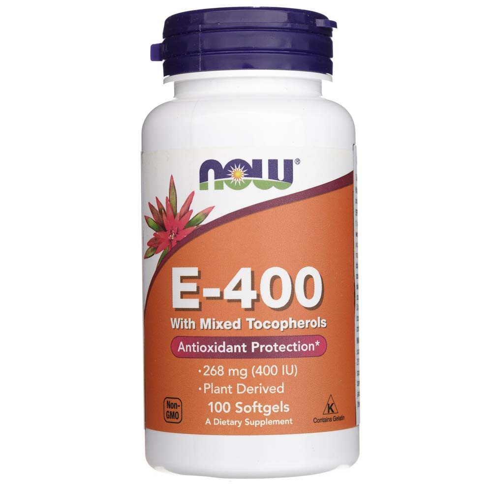 Now Foods Vitaminas E-400 su mišriais tokoferoliais – 100 kapsulių