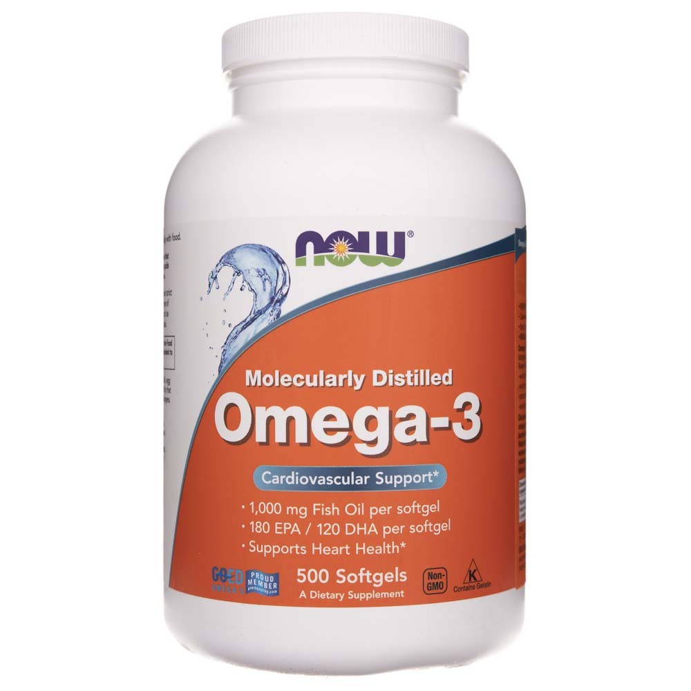 Now Foods Omega-3, 180 EPA / 120 DHA - 500 kapsulių