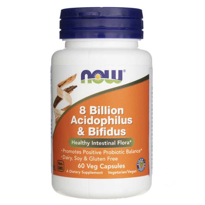 Now Foods Acidophilus ir Bifidus 8 milijardai CFU - 60 kapsulių