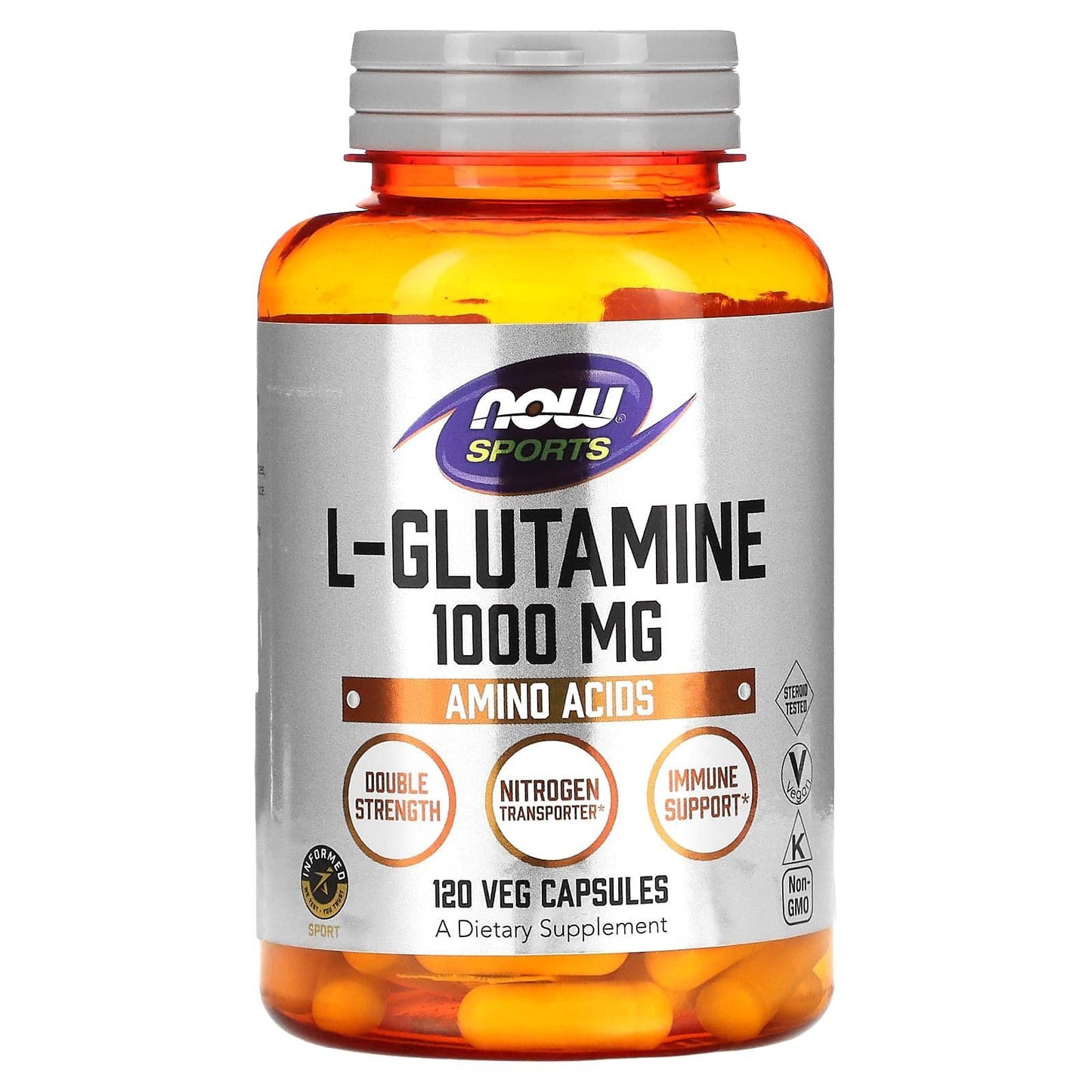 Now Sports L-Glutaminas 1000 mg, 120 kapsulių