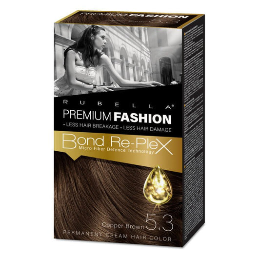 RUBELLA PREMIUM FASHION Ilgalaikiai plauku dazai-kremas Vario ruda 5.3, 50/50/30 ml kaina