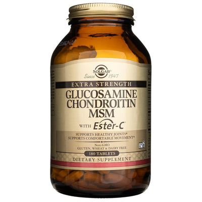 Solgar Extra Strength Gliukozaminas Chondroitinas MSM su Ester-C - 180 tablečių