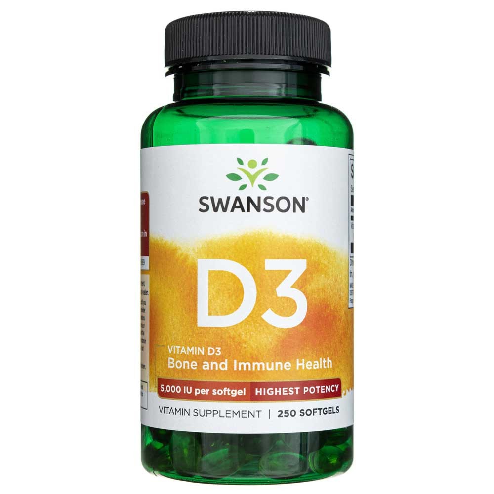 Swanson Vitaminas D3 5000 TV (125 mcg) – 250 kapsulių