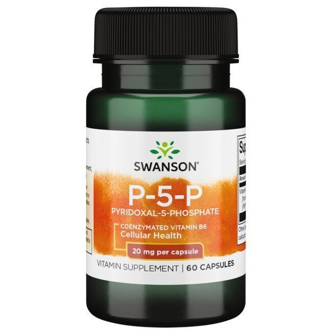 Swanson Vitaminas B6 P-5-P (piridoksalio-5-fosfatas) 20 mg - 60 kapsulių