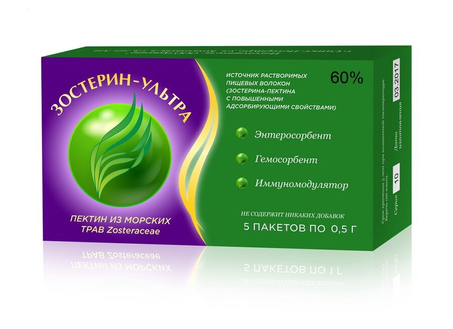 Zosterin Ultra 60% – Natūralus Jūrinis Pektinas, Enterosorbentas, 10 pakelių x 0,5 g