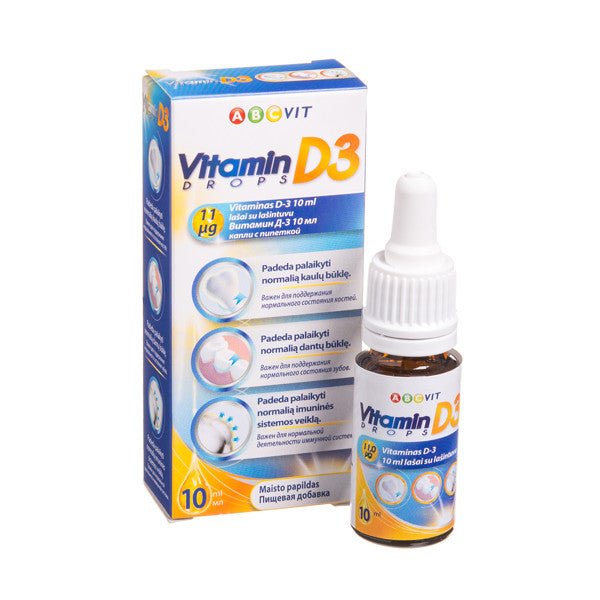 ABC VIT VITAMINAS D3, dozatorius - lašintuvas, 10 ml kaina