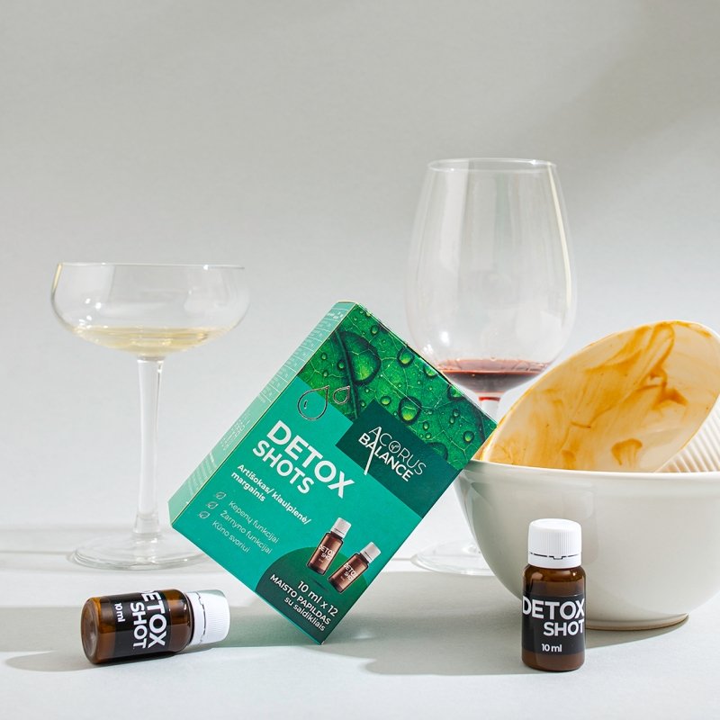ACORUS BALANCE DETOX SHOTS, Kepenims/žarnynui, 12 buteliukų kaina