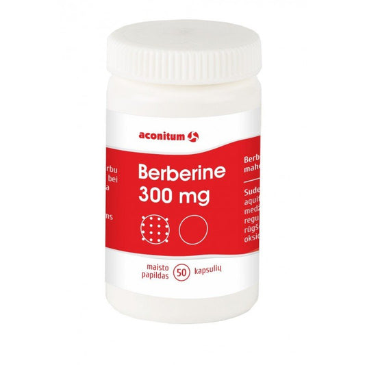 Berberinas 300 mg ACONITUM, 50 kapsulių - Maisto papildai Sveikata1.lt