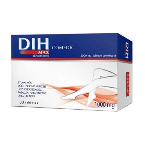 DIH MAX Comfort Diosminas 1000 mg , 60 tablečių - Maisto papildai Sveikata1.lt