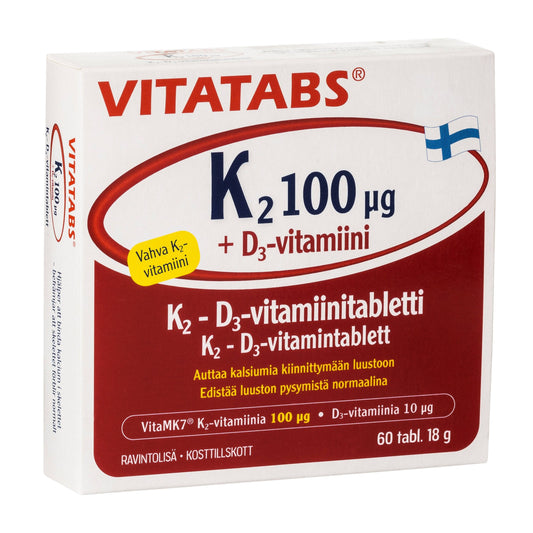 HANKINTATUKKU VITATABS K2 + D3, 60 tablečių - Maisto papildai Sveikata1.lt
