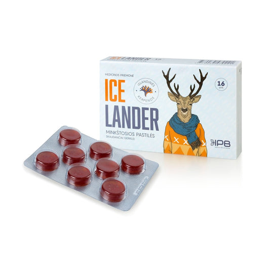 ICELANDER, skaudančiai gerklei, 16 minkštųjų pastilių - Maisto papildai Sveikata1.lt