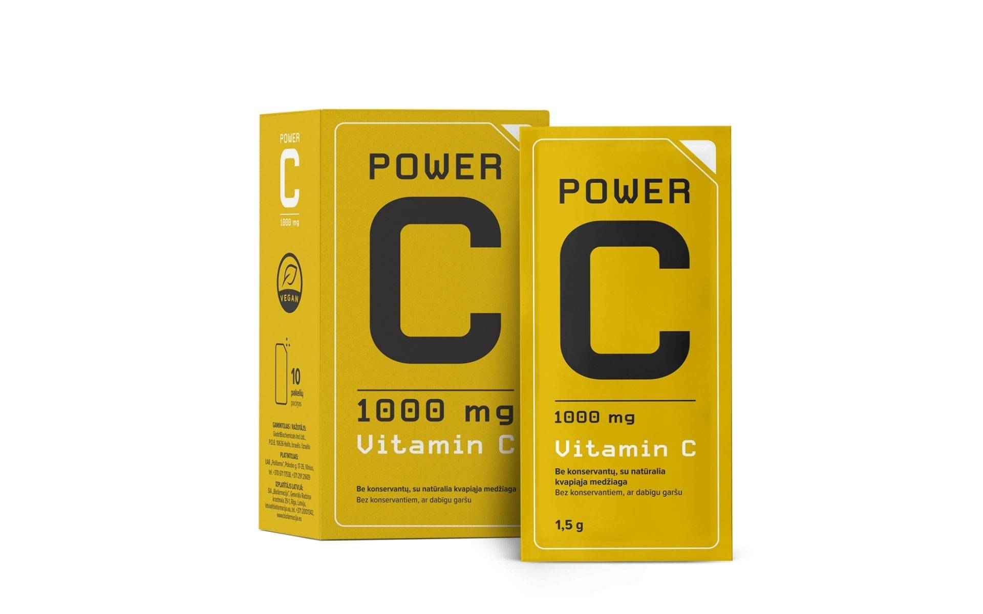 Power C 1000 mg MAISTO PAPILDAS, MILTELIAI, 10 pakelių - Maisto papildai Sveikata1.lt