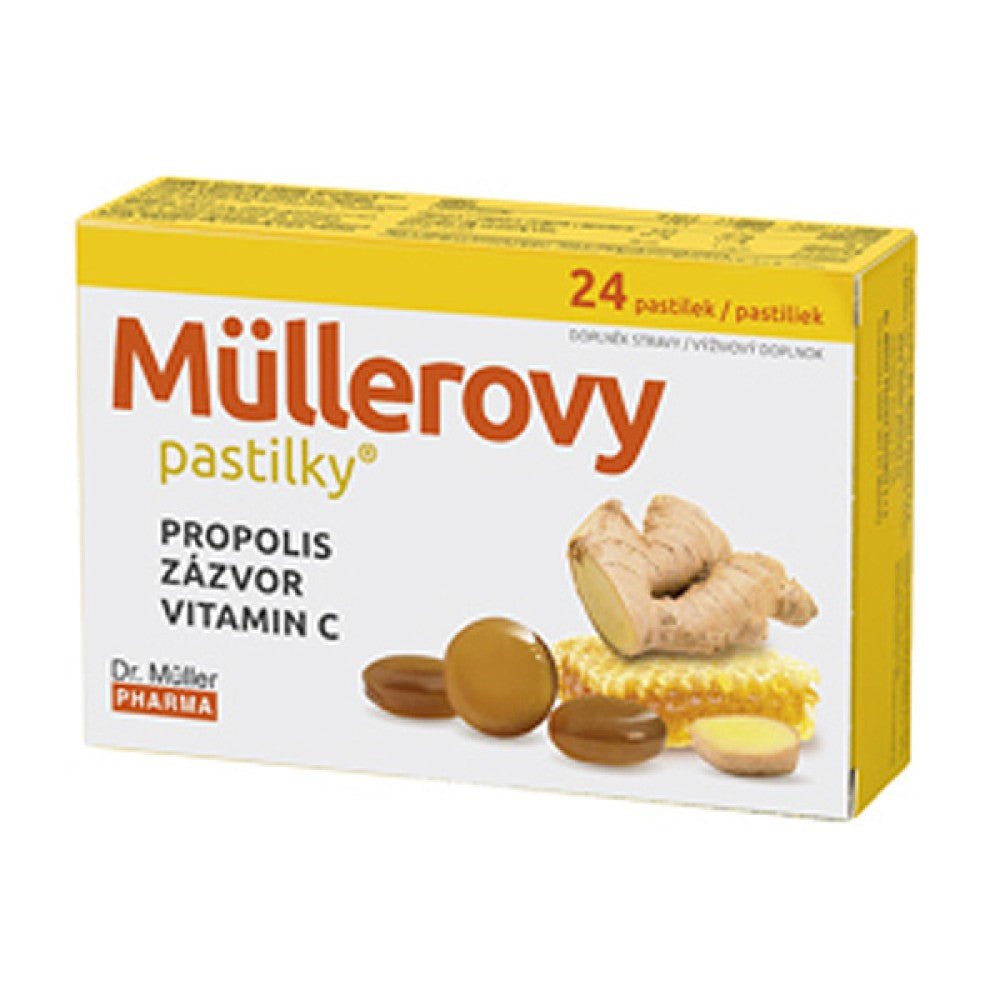 Propolis, imbieras, vitaminas C Dr. Müller, 24 pastilės - Maisto papildai Sveikata1.lt