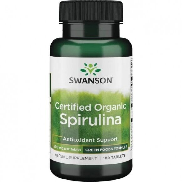 SWANSON Spirulina 500mg (Ekologiška JAV) N180 kaina