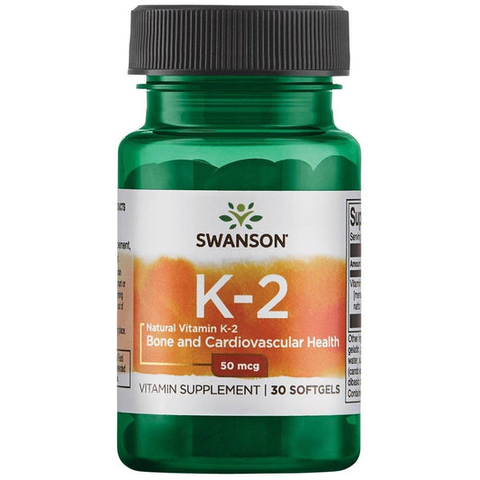 Swanson Vitaminas K2 50 µg , 30 minkštųjų kapsulių - Maisto papildai Sveikata1.lt