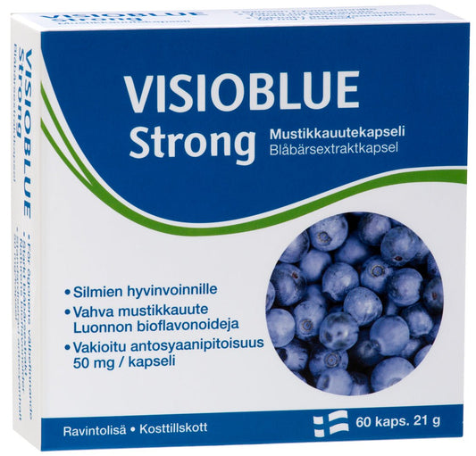 VISIOBLUE mėlynių ekstraktas akims, 60 kapsulių - Maisto papildai Sveikata1.lt