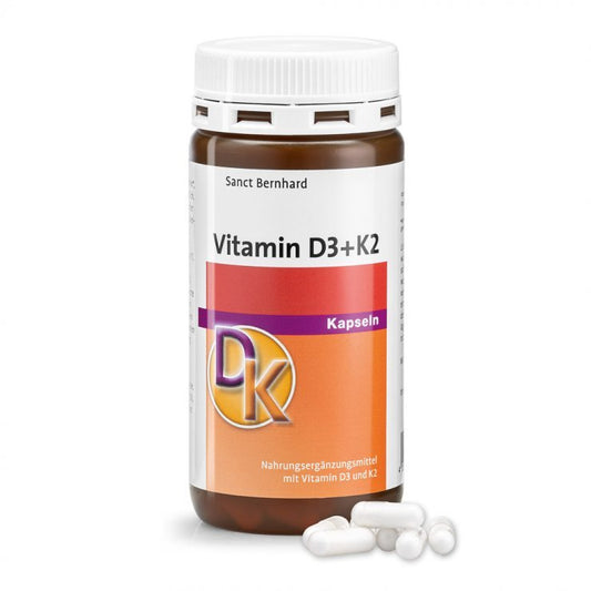 Vitaminas D3 + K2 , SANCT BERNHARD , 180 kapsulių - Maisto papildai Sveikata1.lt