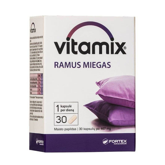 VITAMIX RAMUS MIEGAS su melatoninu, 30 kapsulių - Maisto papildai Sveikata1.lt